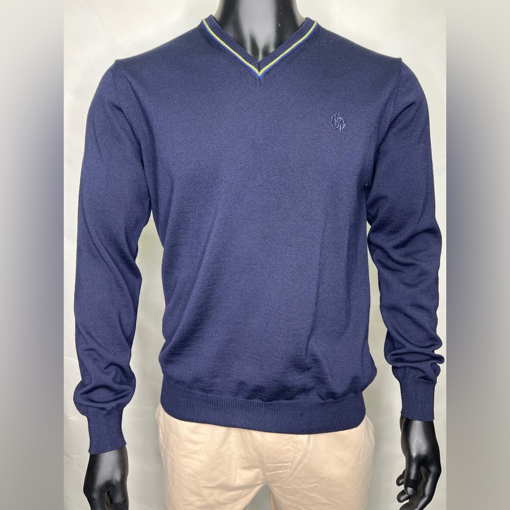 Roberto Cavalli Blue V Neck Sweater